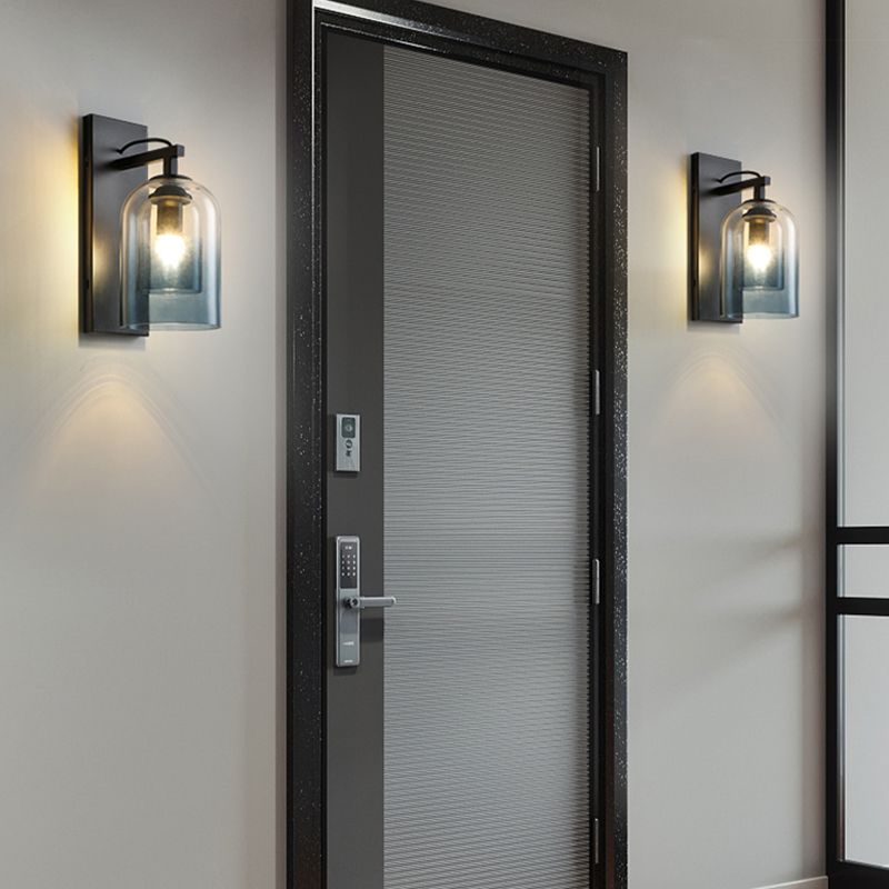 Cylinder Shape Glass Vanity Lamp Industrial Style 1 Light Vanity Light Fixture