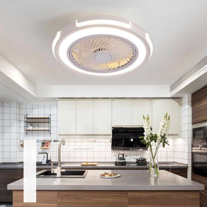 Acrylcirgular LED -Lüfter Flush Mount in moderner kreativer Stil Schmiedeeisen Deckenventilatoren für Schlafzimmer