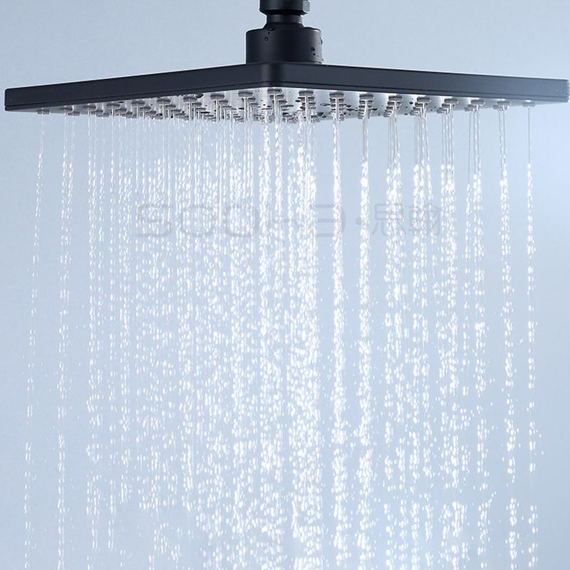 Black Square Fixed Shower Head Modern Style Wall-Mount Showerhead