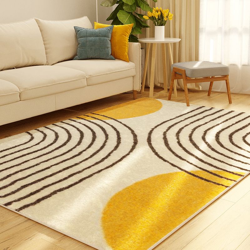 White Tone Home Decoration Carpet Minimalist Color Block Area Rug Polyester with Stain Resistant Rug