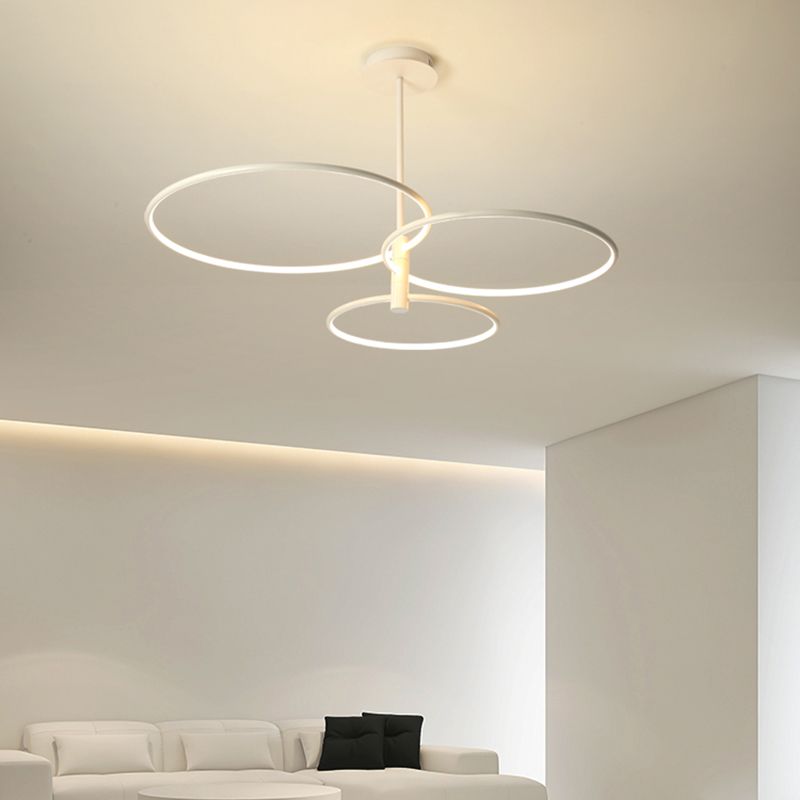 Modern Round Chandelier Light Fixtures 3-Tier Hanging Pendant Lamps with Silica Gel Shade