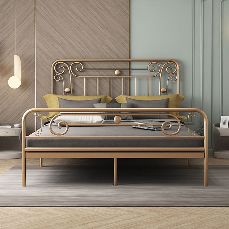 Glam Metallic Open-Frame Bed with with Rectangular Headboard and Footboard
