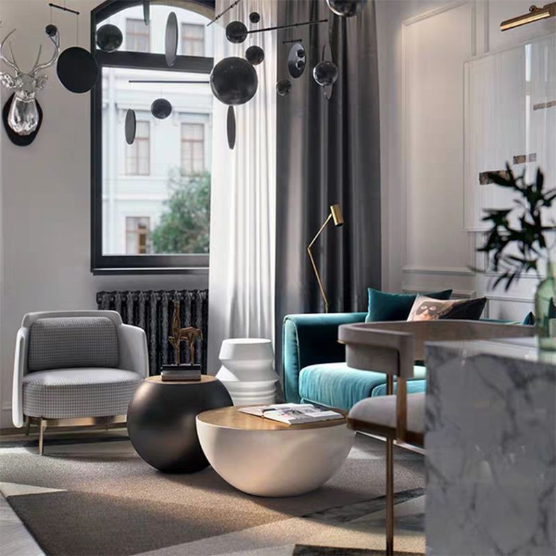 Abstract Coffee Cocktail Table with Trunk Storage Modern Round Glass Top