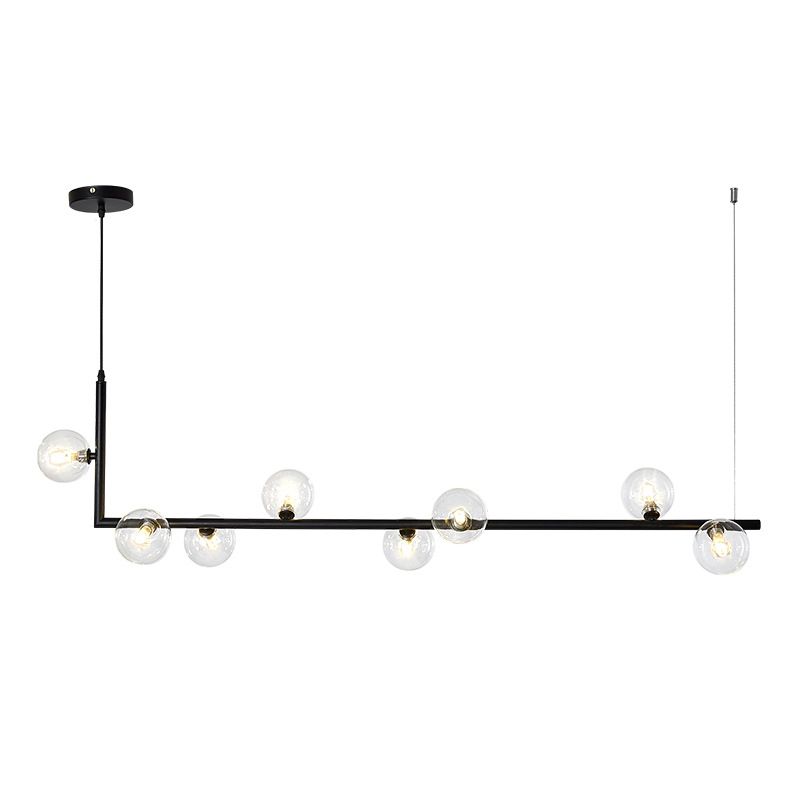 Modernism Glass Shaded Ceiling Light Black/Golden Kitchen Island Lighting for Home