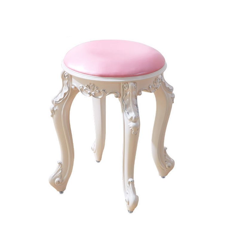 Leather Pouf Stool Craving Upholstered Round Water Resistant Modern Pouf