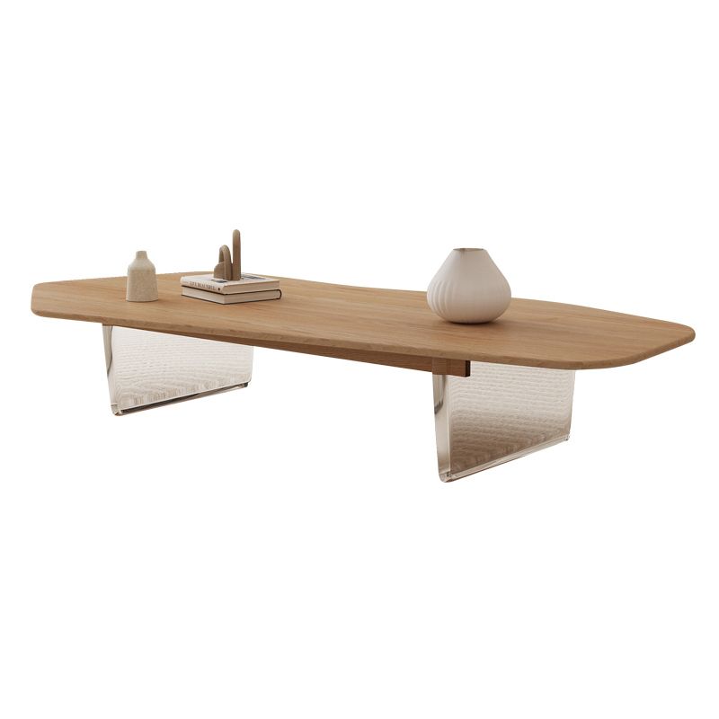 2 Legs Single Coffee Table Solid Wood Natural Free-Form Coffee Table