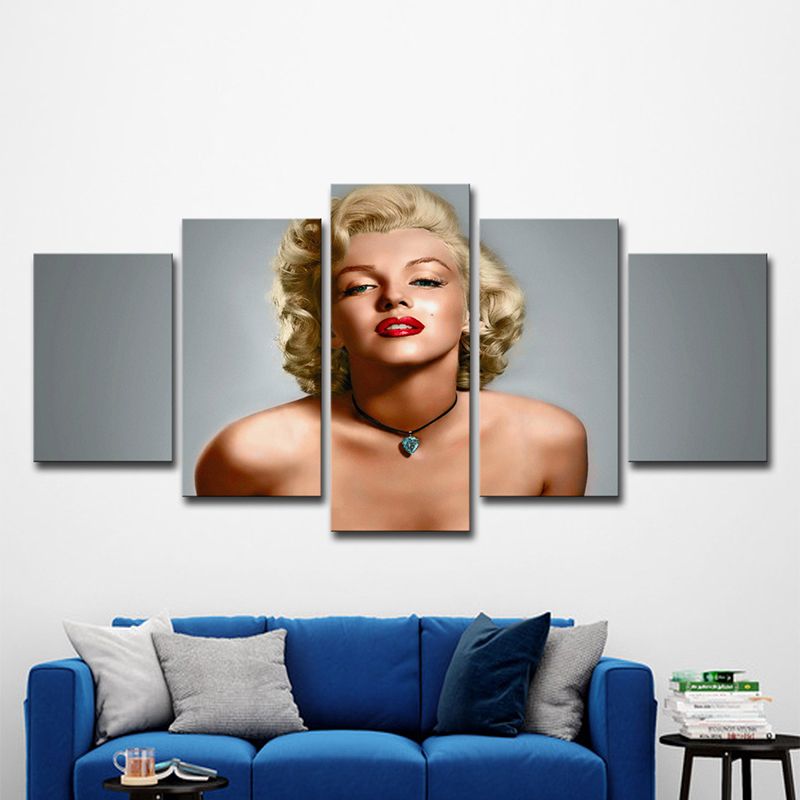 Modernist Marilyn Monroe Wall Art Canvas Multi-Piece Grey Wall Decoration for Bedroom