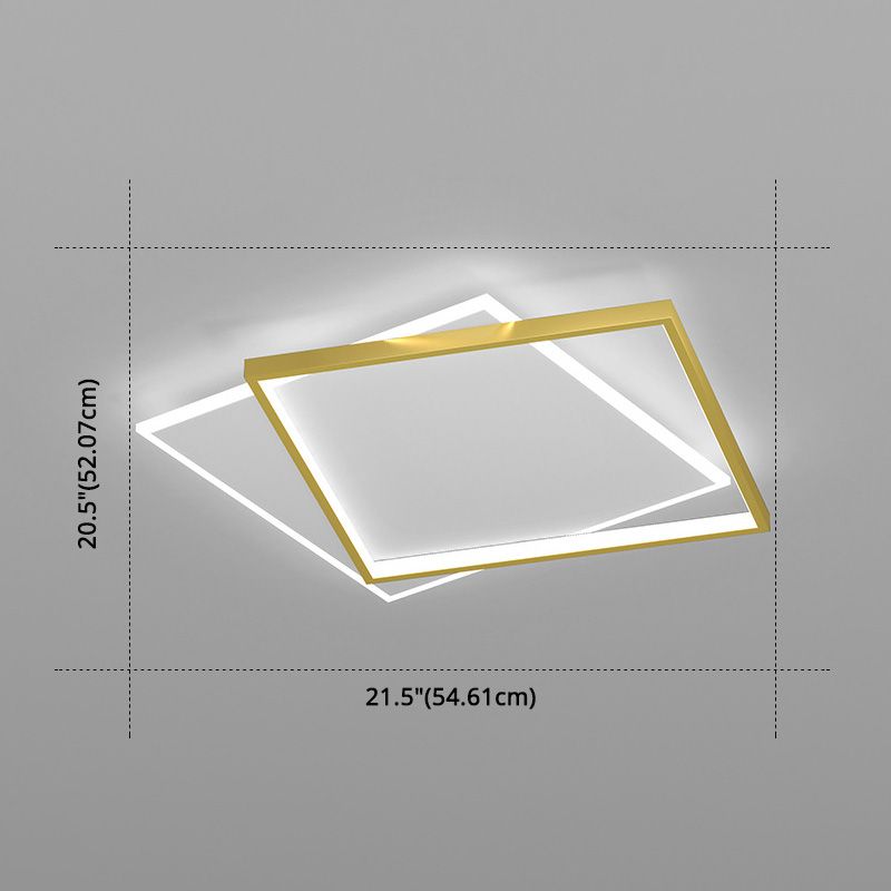 Minimalist Square Flush Mount Light Fixture Metaal LED slaapkamer dicht bij plafond lamp in goud