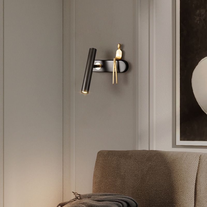 1-Light Cylinder Wall Light Fixture Modern Metal Wall Sconce Light