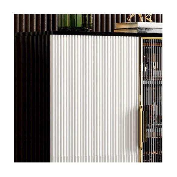 Glam Style Credenza Wood Glass Doors Buffet Credenza with Cabinets