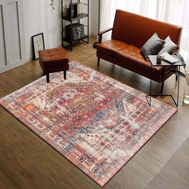 Shabby Chic Medallion Print Carpet Polyester Indoor Rug Stain Resistant Area Carpet for Living Room