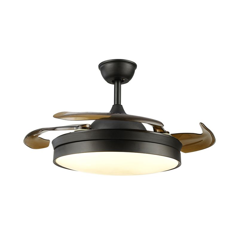 Schwarz 16 "/19.5" W LED Deckenlüfter klassische Acryltrommel Halbflushbeleuchtung, Frequenzumwandlung/Fernbedienung