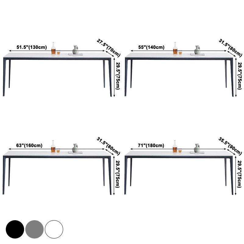 Minimalist Sintered Stone Standard Dining Table Rectangle Kitchen Dining Table with 4 Legs Base
