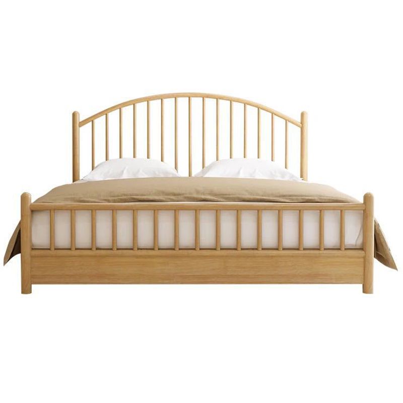 Northern European Wood Slat Bed Frame With Headboard and Footboard
