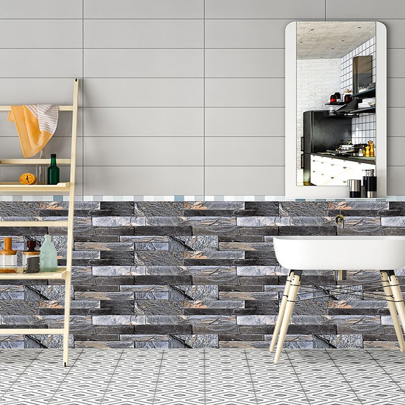 Industrial Faux Brick Wallpaper Panel Set 12 Pcs Grey Peel and Paste Wall Decor for Home