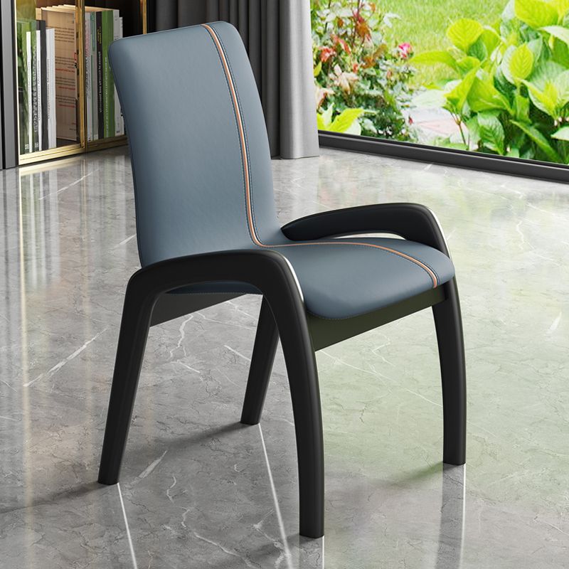 Silla de comedor de madera moderna, sillas laterales tapizadas sin brazos para restaurante (juego de 2)
