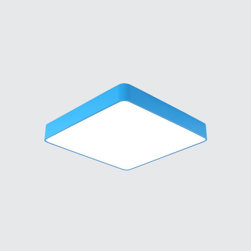 Voyant carré Flush Fixture Kids Acrylique Blanc / Rouge / Jaune Clôture Fermer à Ceiling Lamp in Warm / White Light