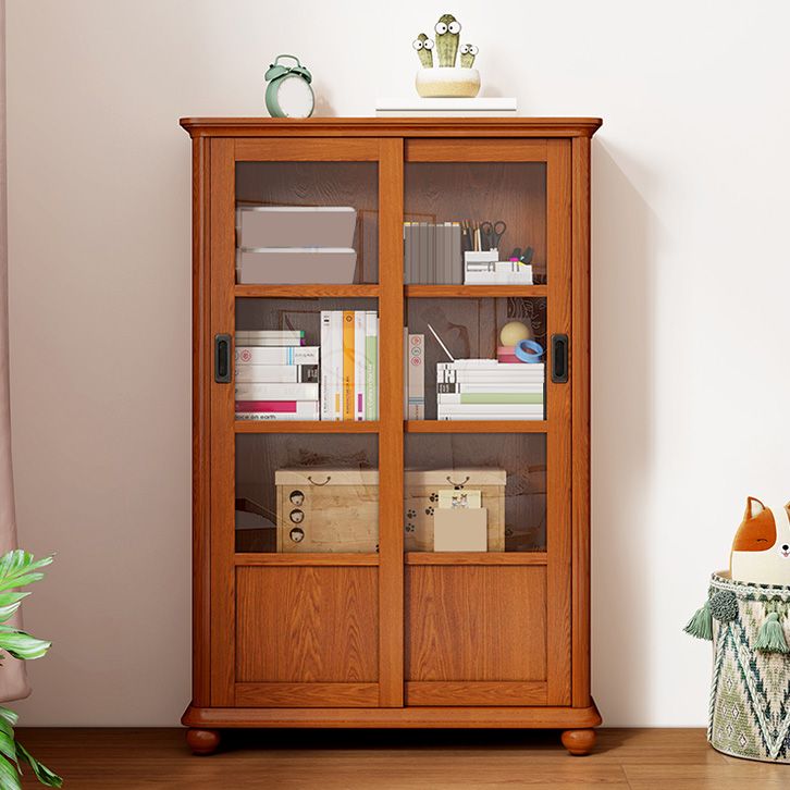 Scandinavian Brown Closed Back Shelf Bookcase Shelves Included for Home Office