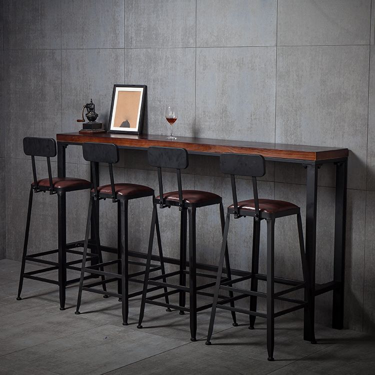 Industrial Rectangle Solid Wood Bar Table Set 1/5 Pieces Counter Table with High Stools