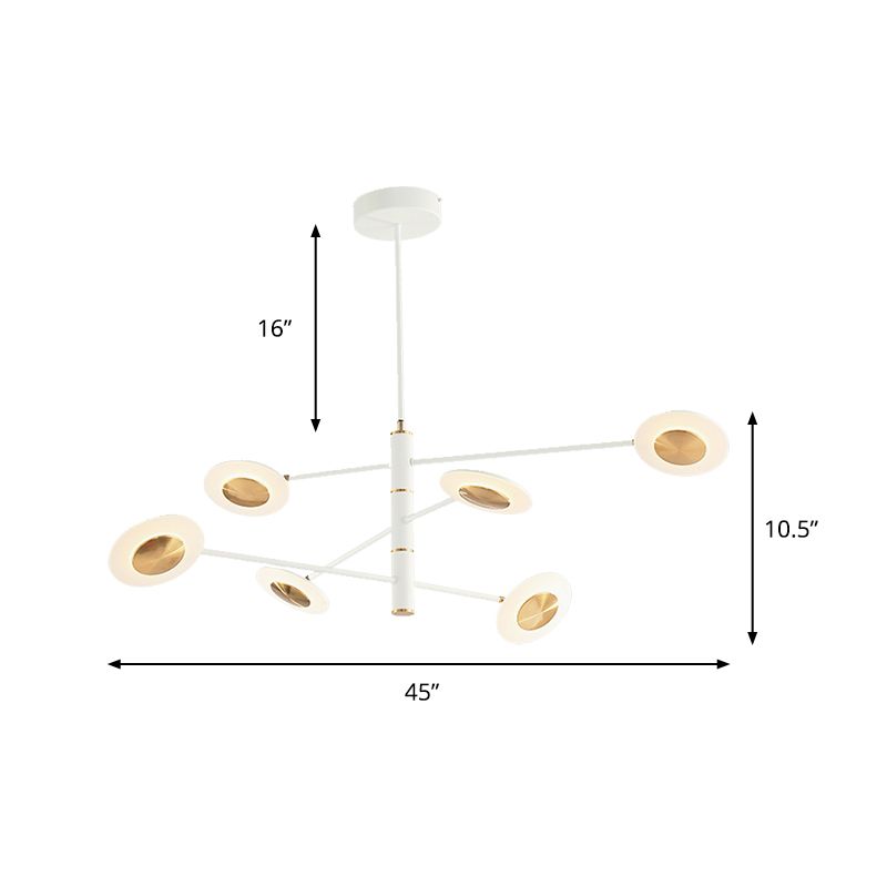 Lámpara de lámpara de discos de múltiples niveles metal y acrílico posmoderno 4/6/8 luces negras/blancas luz colgante para comedor