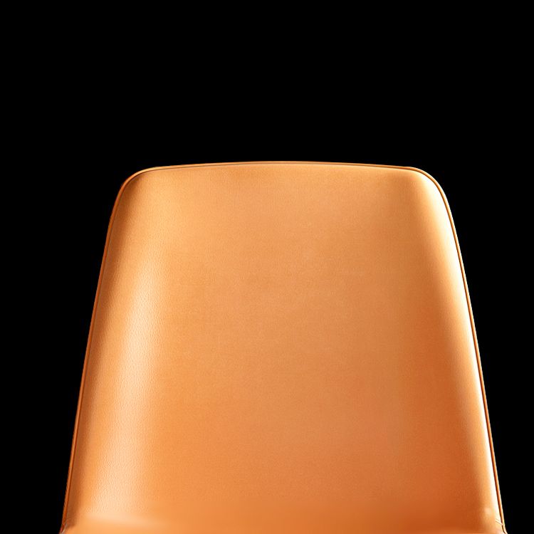 Home Scandinavian Side Chair Solid Back Metal Dining Room Chair with Black Legs