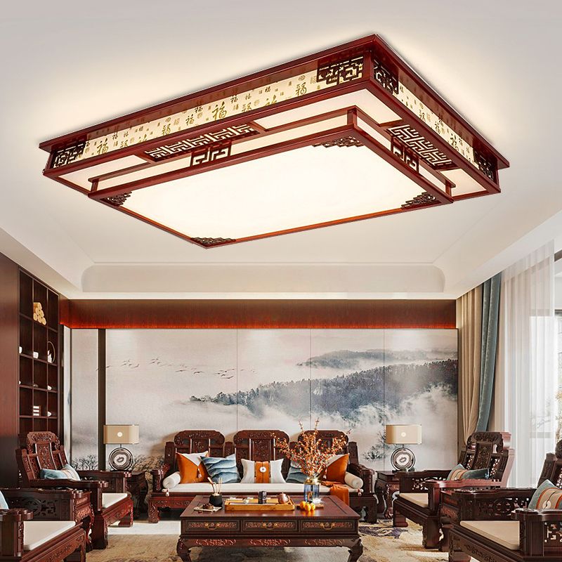 Lámpara de techo empotrada de madera cuadrada con montaje empotrado LED moderna para sala de estar