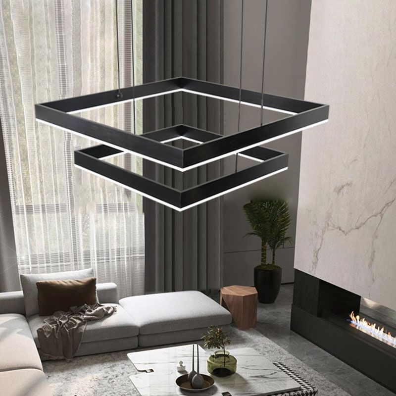 Mehrere Quadrate hängende Deckenleuchten moderner Esszimmer Beleuchtung Metall Kronleuchter