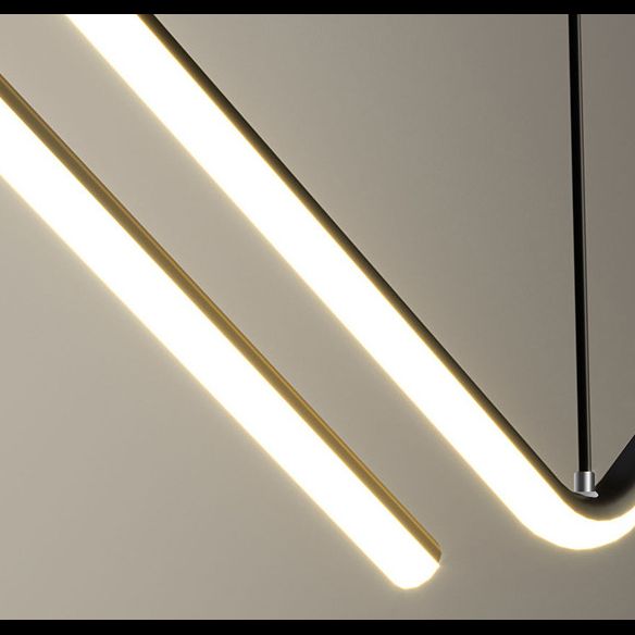Nordic Minimalist Rectilinear Chandelier Lamp Metal Hanging Pendant Lights for Restaurant