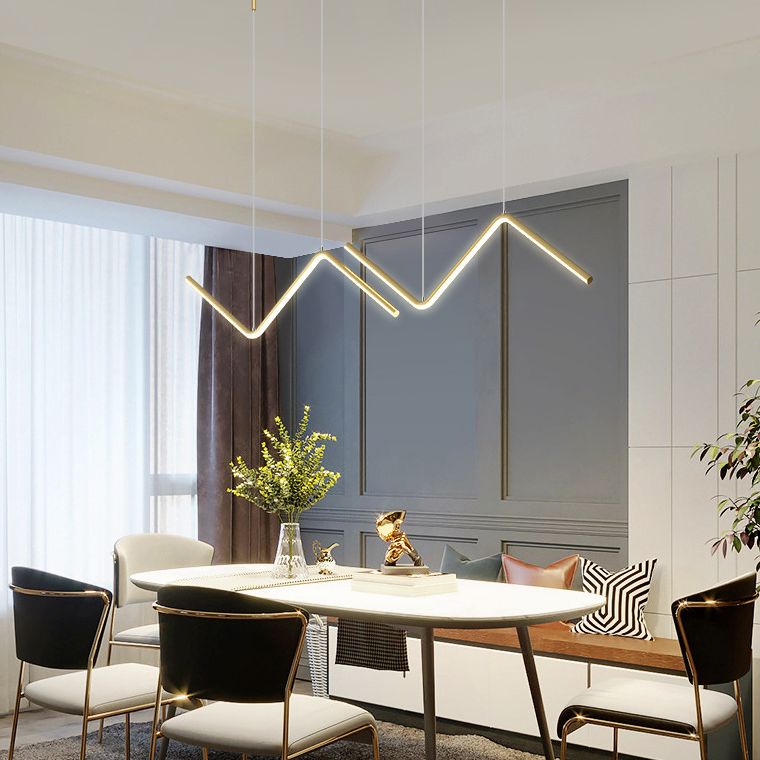Geometric Lines Design Minimalism Island Light 35.5" Wide Nordic Style LED Suspension Lamp for Dining Room