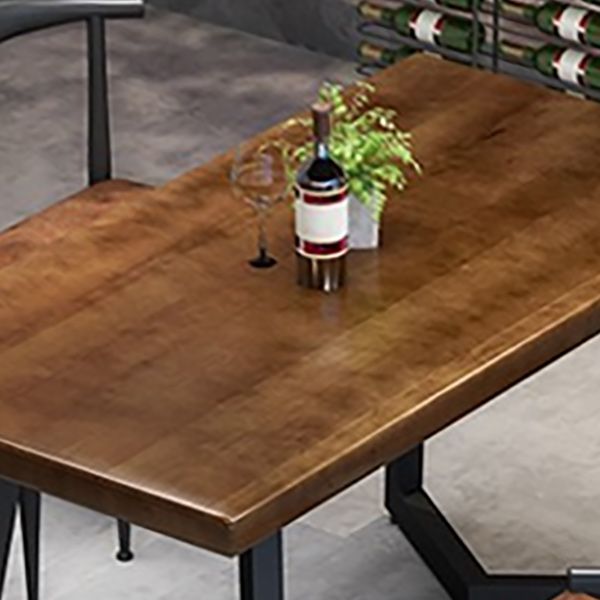 Solid Wood Indoor Dining Table for Restaurant Industrial Wood Table with Metal Base