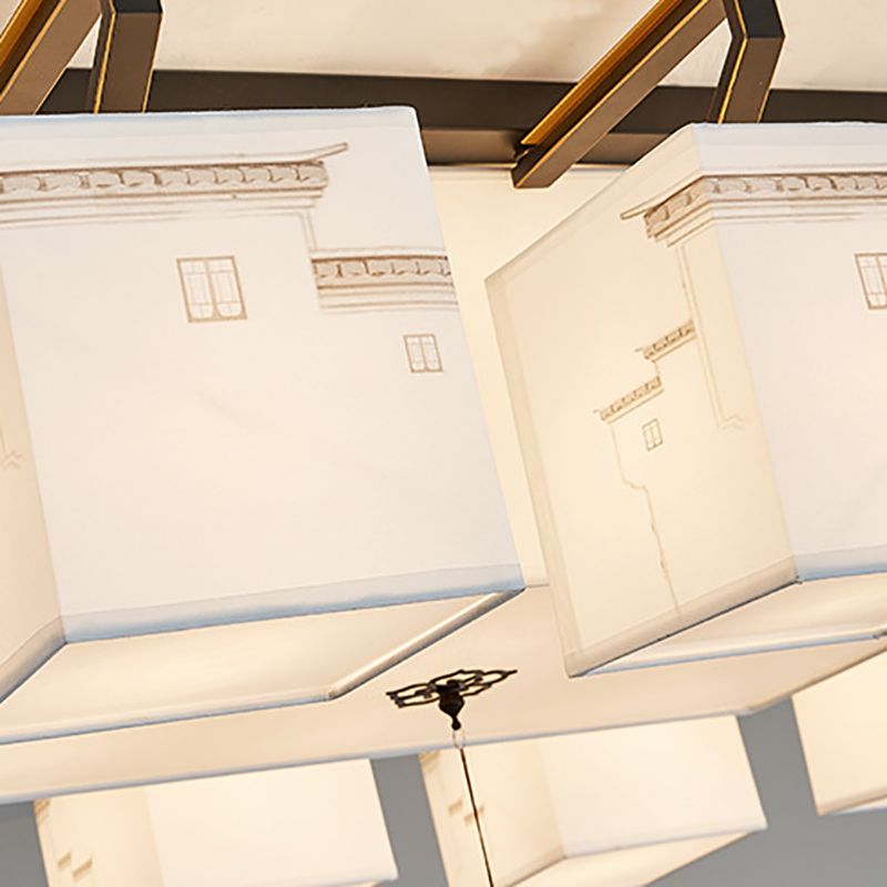 Plafonnier affleurant de Style traditionnel, abat-jour en tissu, luminaire pour salon