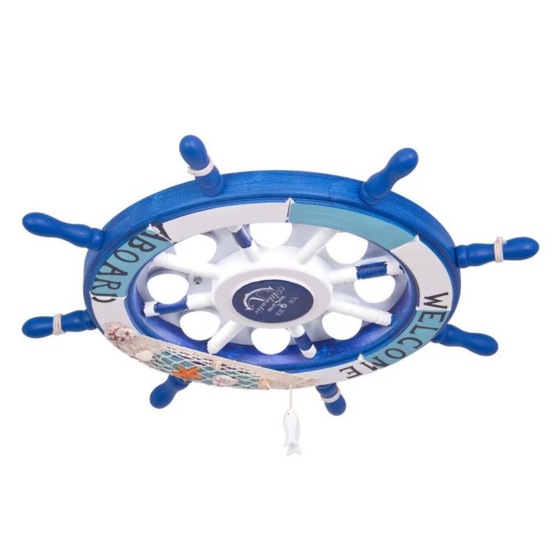 Plafonnier en résine pour chambre d'enfant, luminaire de Style méditerranéen, pour chambre à coucher, bureau, maison, maternelle, dessin animé mignon, gouvernail de bateau
