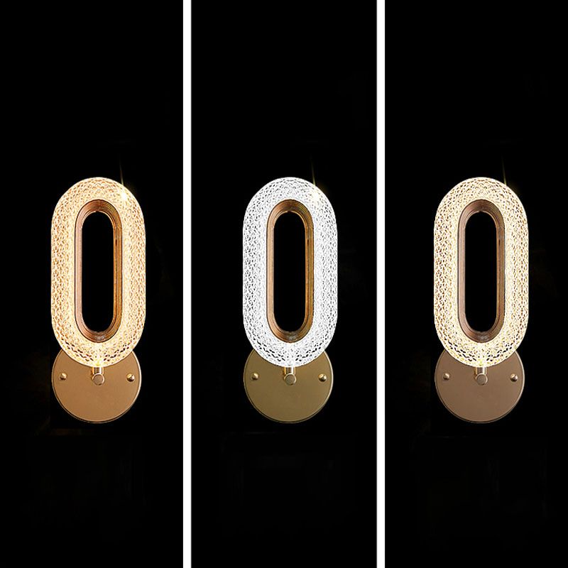 Nordic Circle Shade Wall Sconce Light, Luxury Acrylic Linear Sconce Light Fixture for Bedroom