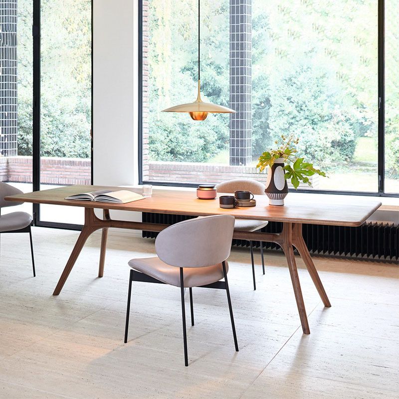Rectangle Shape Wood Color Dining Table Solid Wood Table Modern with 4 Legs