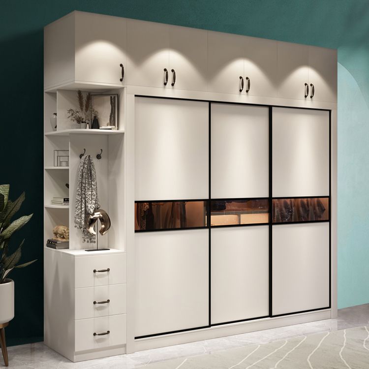 White Engineered Wood Wardrobe Closet Contemporary Wardrobe for Bedroom