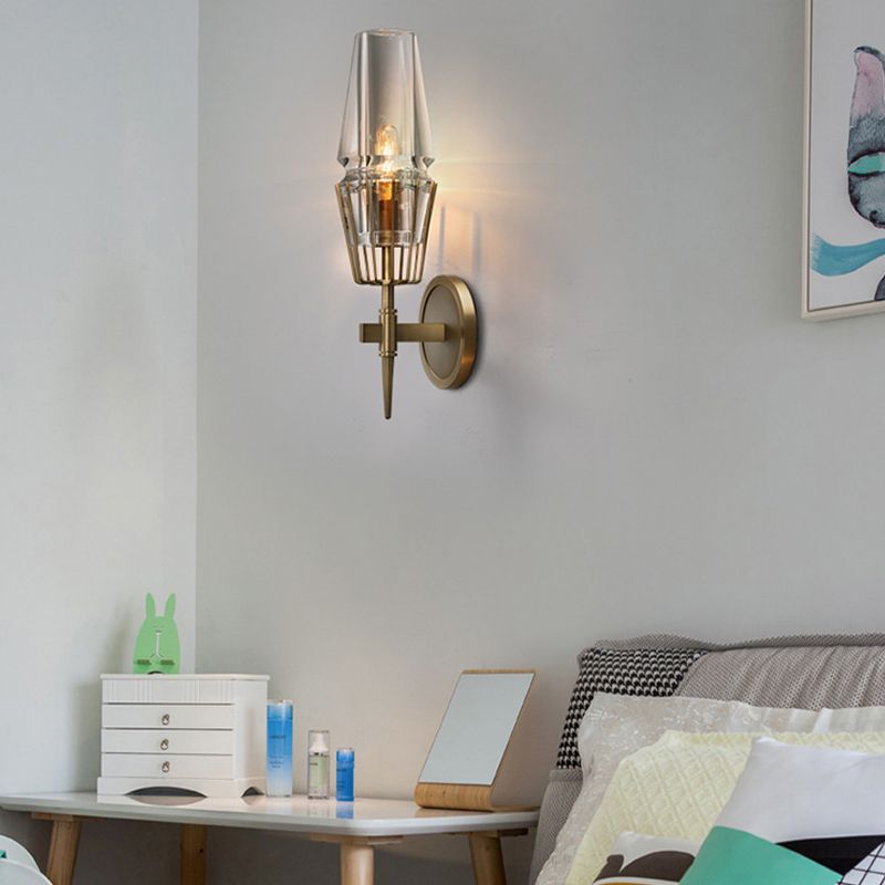 Metal Geometric Shape Wall Light Modern Style Multi Lights Wall Light Sconce in Brass