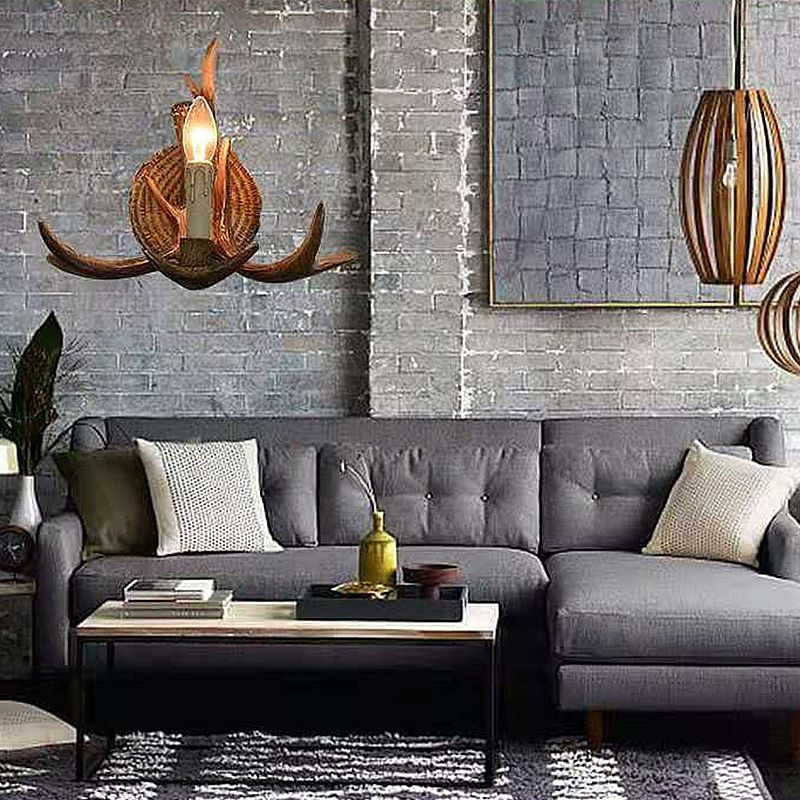 Rustic Single Candle Style Lighting Antique Wall Light for Restaurant