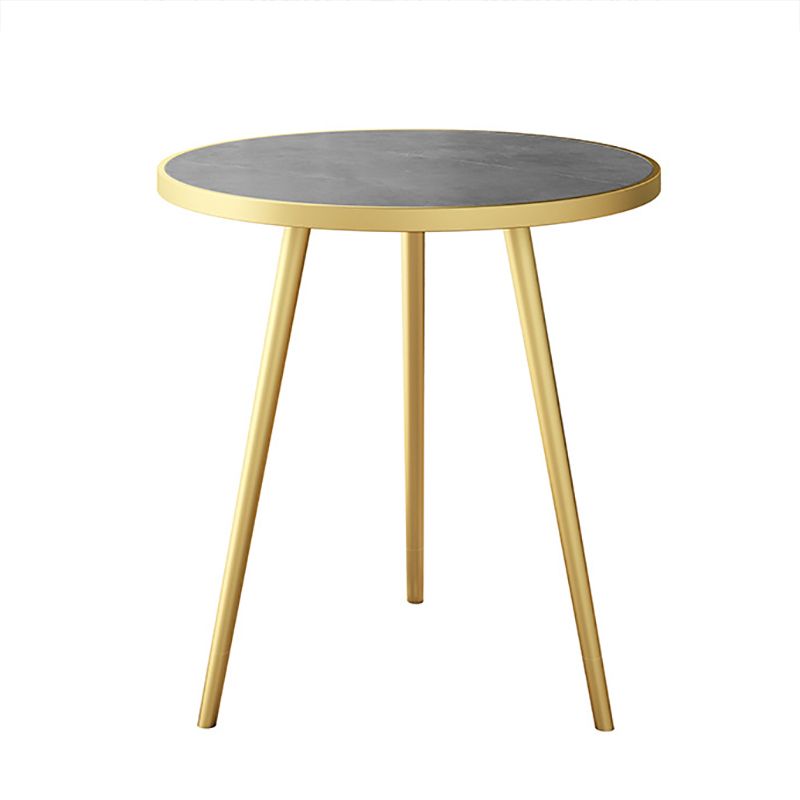 Modern Style Rock Slab Countertop Wood Base Grey/white/black Round Side Table