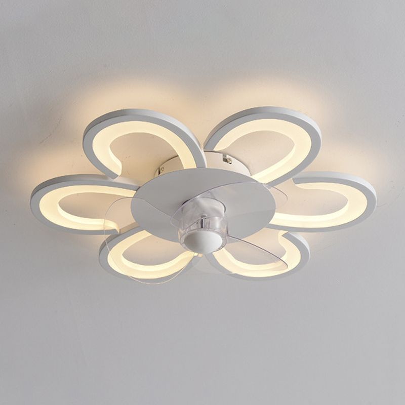 Contemporary Single White Ceiling Fan Lamp LED Acrylic Ceiling Fan Light