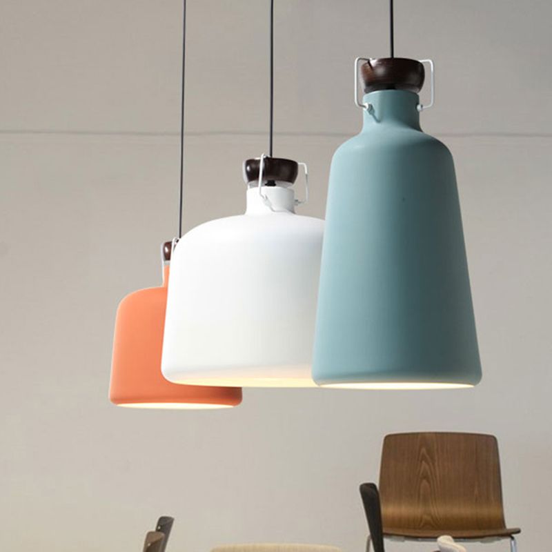Macaroon Style Metal Pendant Light Creative Kettle Shaped Simplicity Lighting Fixture