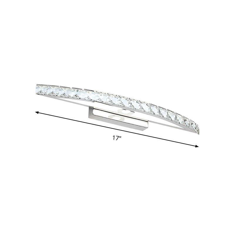 Éclairage de vanité en forme d'archers Crystal Crystal Silver Mury Lumière en lumière chaude / blanche pour salle de bain, 17 "/ 21" /27,5 "de large