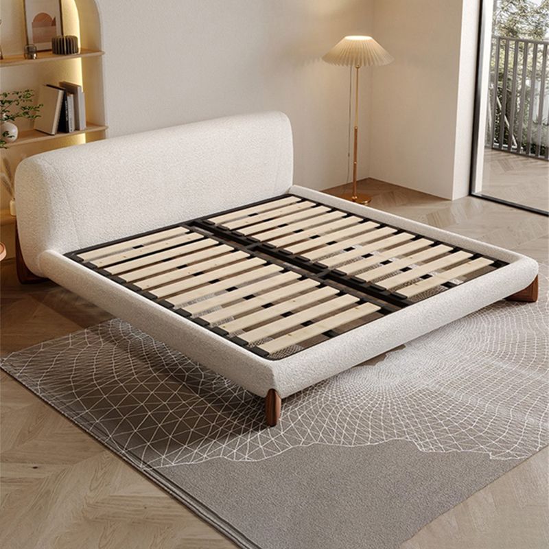 Contemporary Standard Bed with Rectangle Upholstered Headboard in White