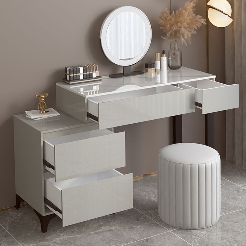 Contemporary Slate Top Vanity Dressing Table Wood 4 Drawer Vanity Set