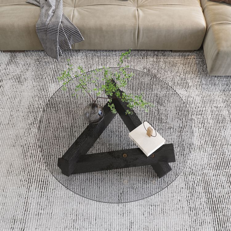 Contemporary Cross Legs Coffee Table 1 Single Wood Cocktail Table