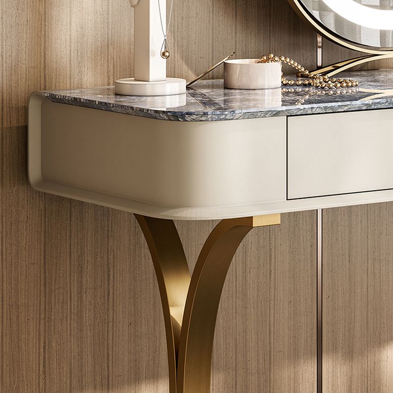 Bedroom Make-up Vanity Luxurious Stone Top Dresser with Padded Stool
