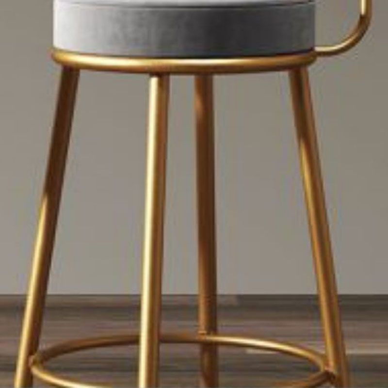 Nordic Style Upholstered Fabric Stools Armless Round Barstools for Home Use