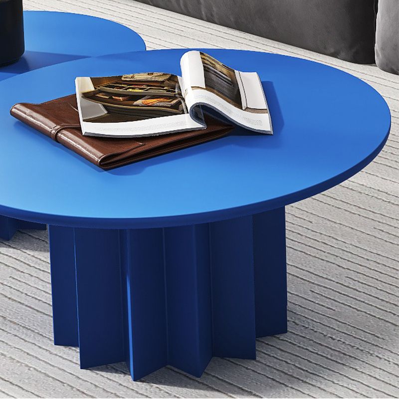 Solid Wood Blue/white/green/black Single Foot Base Design Round Coffee Table