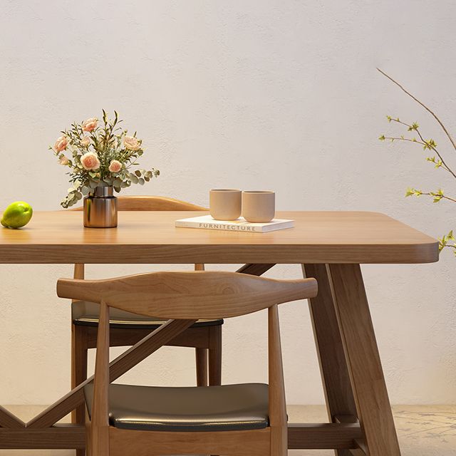Industrial Dinette Table Solid Wood Rectangle Dinner Table in Brown
