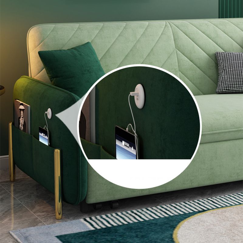 2/3-Seater Modern Sofa in Green Square Arm Sofa Bed with Storage