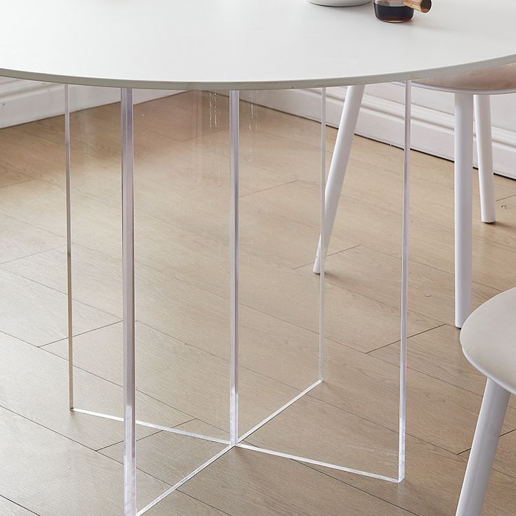 Round Dining Table Set 1/3/4/5 Pcs Acrylic Base Dining Table with Plastic Side Chairs